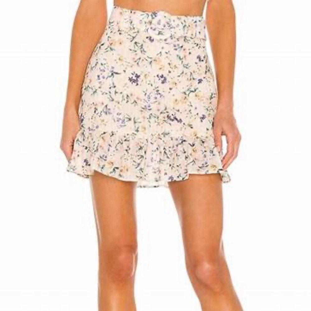 Lovers & Friends Jill Mini Skirt in Peach Ditsy Floral